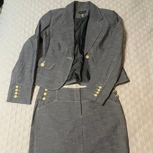 Grey/Blue Rafaella Suit Skirt and Jacket Size 10 Woman